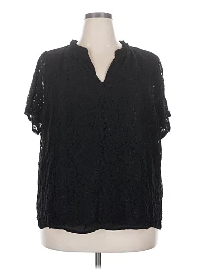 Pre-owned Nine Britton Short Sleeve Blouse In Black