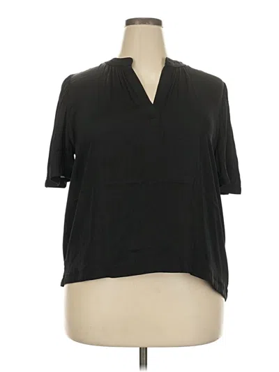 Pre-owned Nine Britton Short Sleeve Blouse In Black