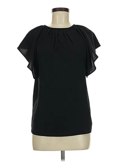 Pre-owned Nine Britton Short Sleeve Blouse In Black