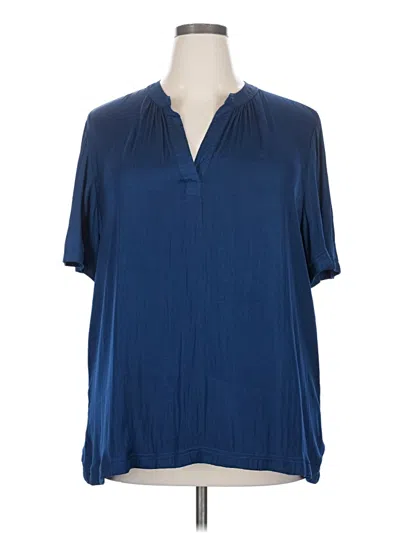 Pre-owned Nine Britton Short Sleeve Blouse In Blue