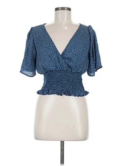 Pre-owned Nine Britton Short Sleeve Blouse In Blue