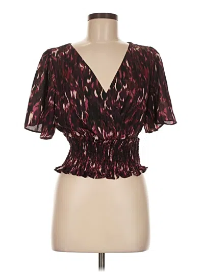 Pre-owned Nine Britton Short Sleeve Blouse In Burgundy