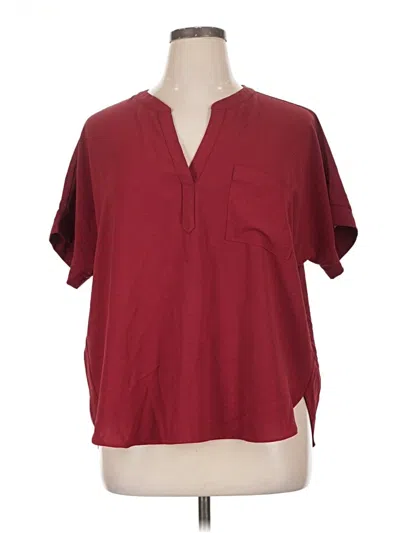 Pre-owned Nine Britton Short Sleeve Blouse In Burgundy
