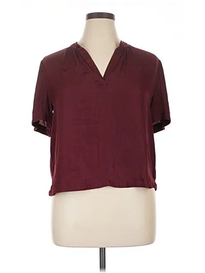Pre-owned Nine Britton Short Sleeve Blouse In Burgundy
