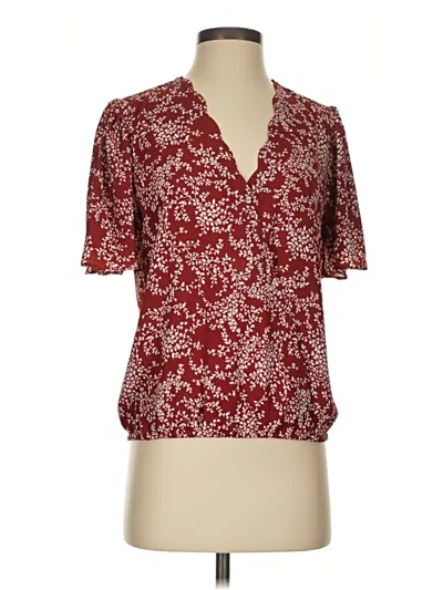 Pre-owned Nine Britton Short Sleeve Blouse In Burgundy