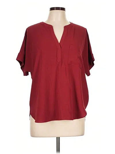 Pre-owned Nine Britton Short Sleeve Blouse In Burgundy