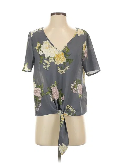 Pre-owned Nine Britton Short Sleeve Blouse In Gray