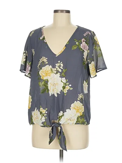 Pre-owned Nine Britton Short Sleeve Blouse In Gray