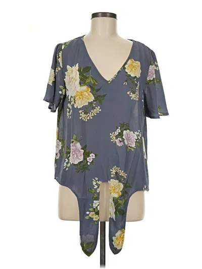 Pre-owned Nine Britton Short Sleeve Blouse In Gray