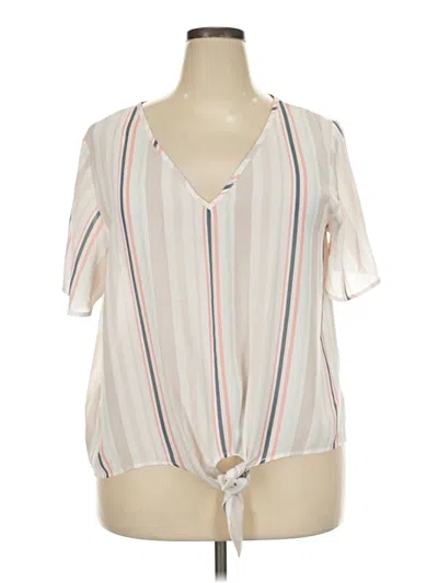 Pre-owned Nine Britton Short Sleeve Blouse In Ivory