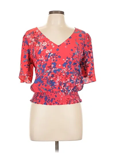 Pre-owned Nine Britton Short Sleeve Blouse In Red