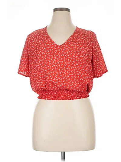 Pre-owned Nine Britton Short Sleeve Blouse In Red