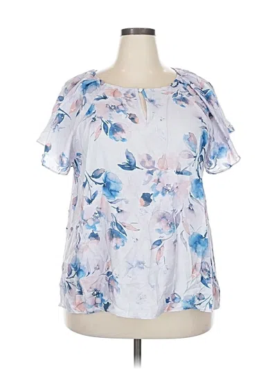 Pre-owned Nine Britton Short Sleeve Blouse In White