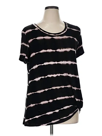 Pre-owned Nine Britton Short Sleeve Top Black Tie-dye Pattern Scoop Neck Tops