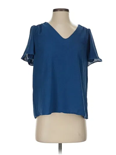 Pre-owned Nine Britton Short Sleeve Top Blue V Neck Tops