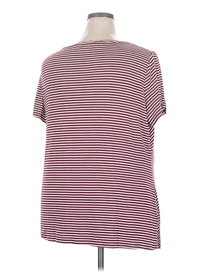 Pre-owned Nine Britton Short Sleeve Top Burgundy Stripes Pattern Boatneck Tops