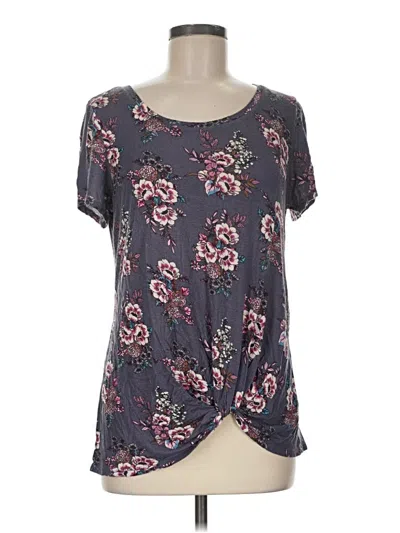 Pre-owned Nine Britton Short Sleeve Top Gray Scoop Neck Tops