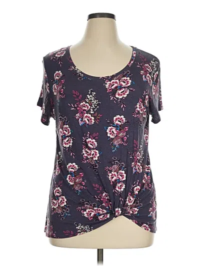 Pre-owned Nine Britton Short Sleeve Top Purple Scoop Neck Tops
