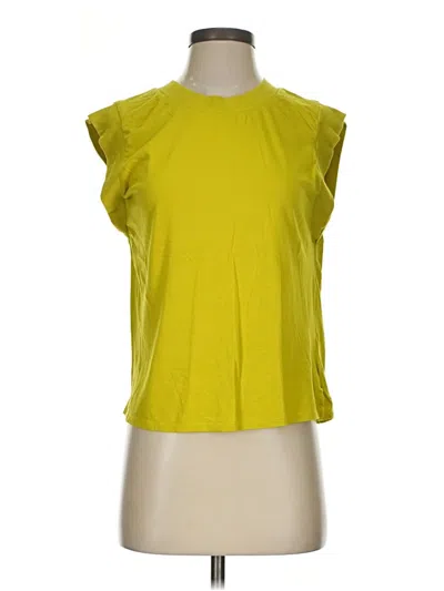 Pre-owned Nine Britton Short Sleeve Top Yellow High Neck Tops