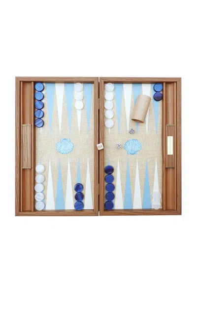 Nine Fair Design Pale Blue Scallop Backgammon Set