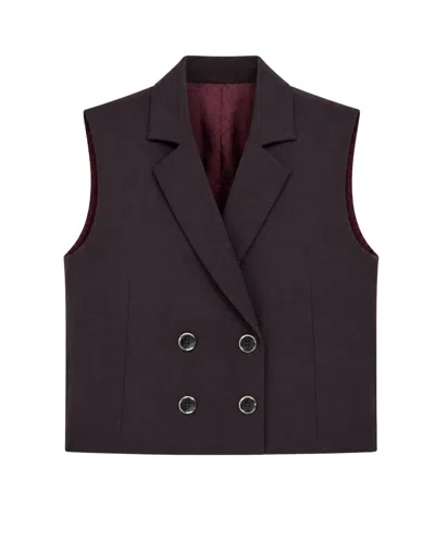 Nine In The Morning Ametista Liora Cropped Wool Vest In Black