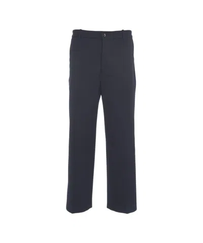 Nine In The Morning Baggy Blue Trousers With Straight Leg Cut And Hidden Zip Closure In Black