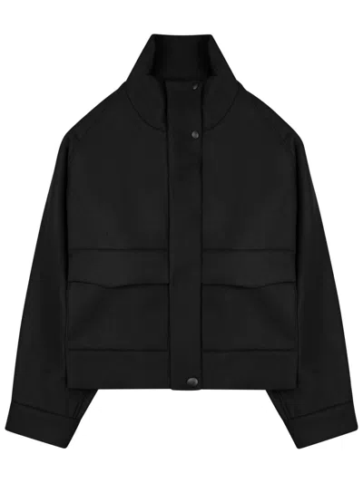 Nine In The Morning Black Cropped High-collar Wool-blend Sports Jacket