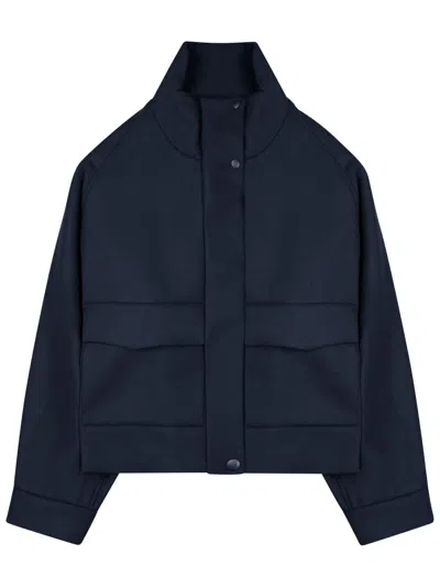 Nine In The Morning Blue Cropped High-collar Wool-blend Sports Jacket