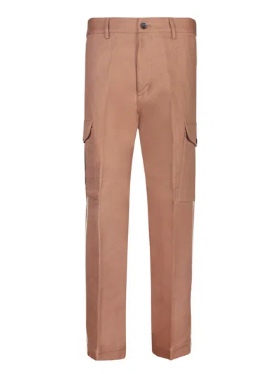 NINE IN THE MORNING BROWN LINEN CARGO TROUSERS
