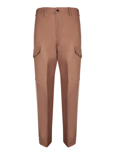 Nine In The Morning Brown Linen Cargo Trousers