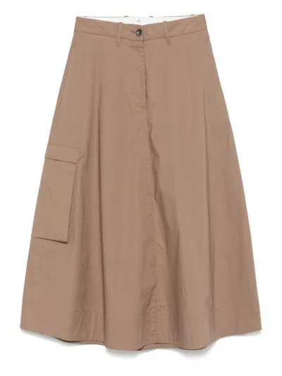 Nine In The Morning Brown Mara Midi Skirt