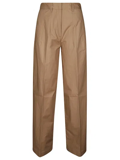 Nine In The Morning Buttoned Pocket Pleated Trousers For Women In Brown