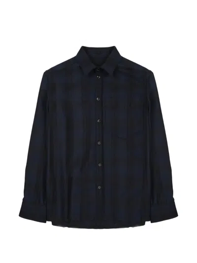 Nine In The Morning Check-pattern Chest-pocket Shirt In Blue