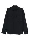 Nine In The Morning Classic Structured Collar Blue Shirt With Chest Pockets In Black