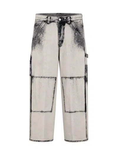 Nine In The Morning Contrast-wash Pat Cotton Denim Carpenter Jeans In Multi