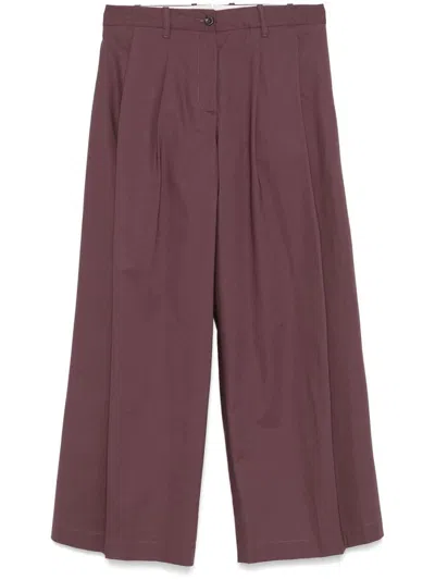 Nine In The Morning Cotton Blended Trousers In Bordeaux In Brown