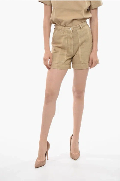 Nine In The Morning Cotton Twill Bice Shorts With Maxi Pockets In Brown
