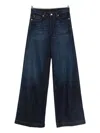 Nine In The Morning Cropped Blue Wide-leg Trousers With Classic Five-pocket Design In Blue