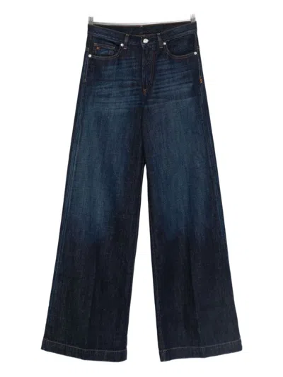 NINE IN THE MORNING CROPPED BLUE WIDE-LEG TROUSERS WITH CLASSIC FIVE-POCKET DESIGN
