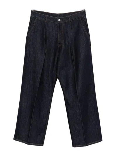 Nine In The Morning Dark Blue Rivet Wide-leg Jeans With Pockets