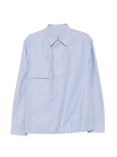Nine In The Morning Dexter Elasticated-hem Flap-pocket Shirt In Blue