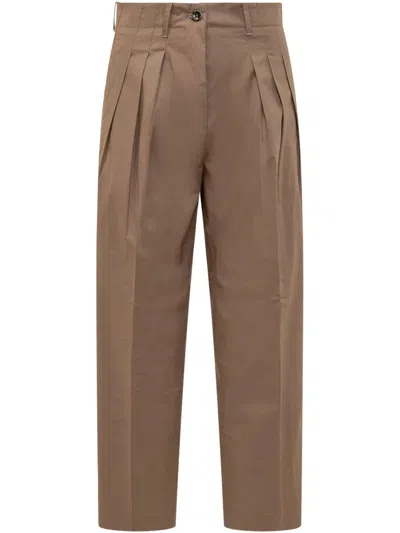 Nine In The Morning Diamante Carrot Trousers In Brown