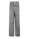 Nine In The Morning Distressed Frayed-hem Trousers In Blue