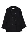 Nine In The Morning Double-breasted Buttoned Coat In Black