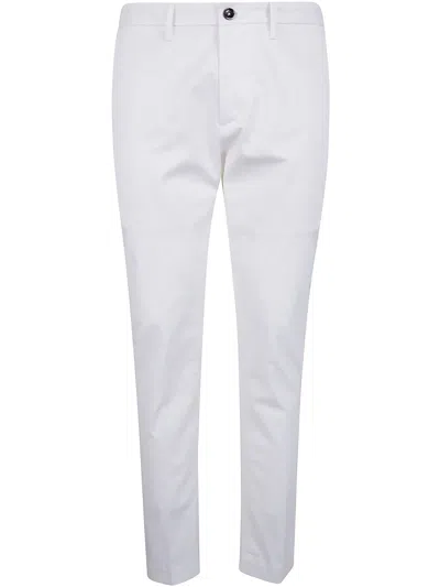 Nine In The Morning Straight Leg Trousers Belt Loops Front Back Pockets In White
