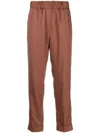 Nine In The Morning Elasticated-waistband Detail Trousers In Brown