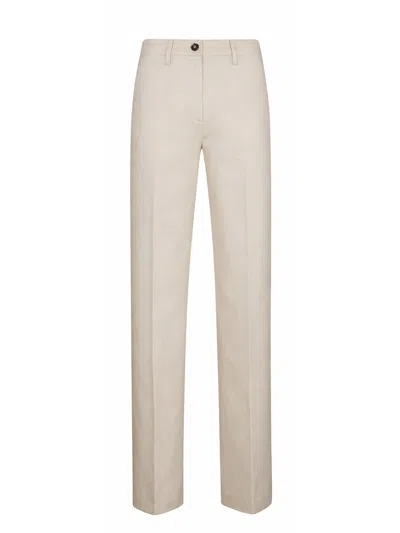 Nine In The Morning Elegant Logo Button Detailing Trousers For Women In White