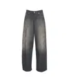 Nine In The Morning Faded Black Loose Fit Jeans With Distressed Detailing In Gray