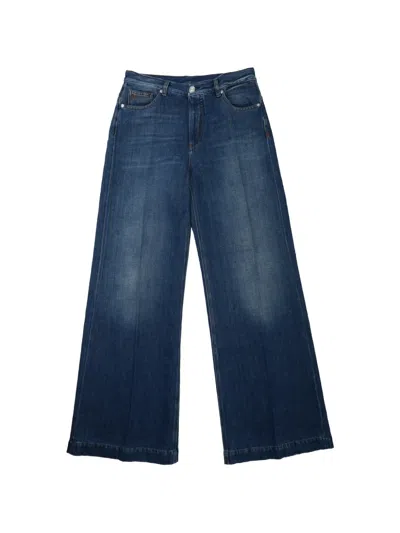 Nine In The Morning Faded Wide-leg Jeans In Blue