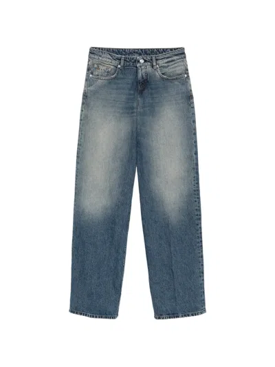 Nine In The Morning Faded Wide-leg Jeans In Blue